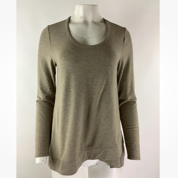 Soft Surroundings Sz S Asymmetric Hem Sweatshirt Brown Polyester Acrylic - Picture 1 of 6